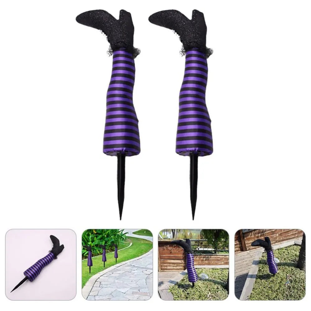 1PCS Halloween Decoration Evil Witch Leg Decoration Inverted Evil Witch Feet Boots Stakes Courtyard Lawn Outdoor Garden Props