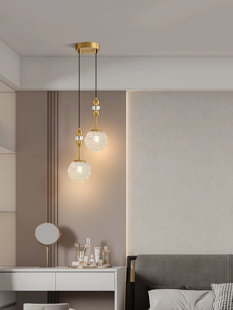 Modern Glazed Water Print Glass Restaurant Chandelier Bedroom Bedside Chandelier West Restaurant Cafe Lighting Decorative Lamps