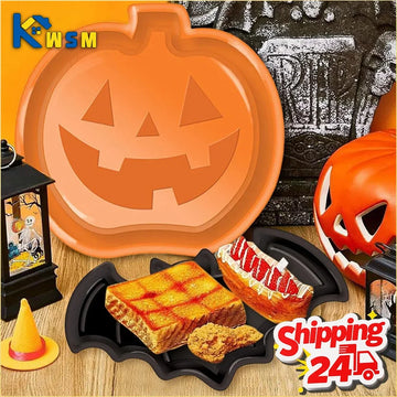 Halloween Party Plastic Serving Trays Pumpkin Ghost Bat Candy Snack Plates for Holiday Party Decor Table Display