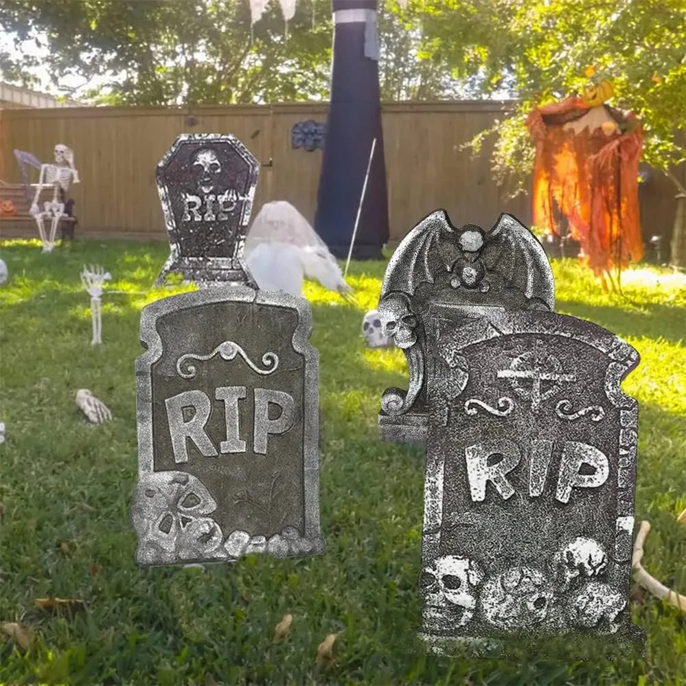 Halloween Decoration Foam Skeleton Tombstone With RIP Letters Grave Bat Horror House Props Rip Tombstone Props Party Supplies