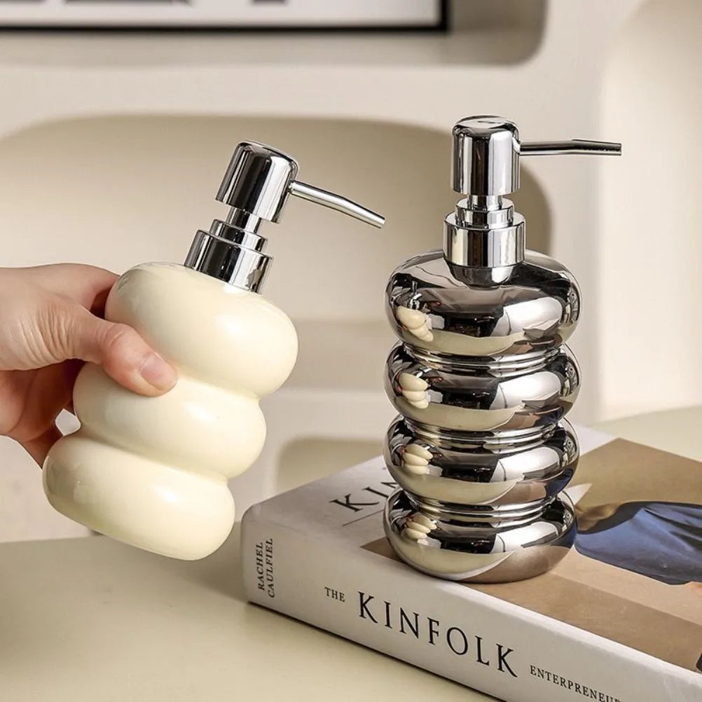 Nordic Ceramic Soap Dispenser Donut Lotion Bottle Shampoo Conditioner Body Wash Dispenser Toilet Bathroom Accessories
