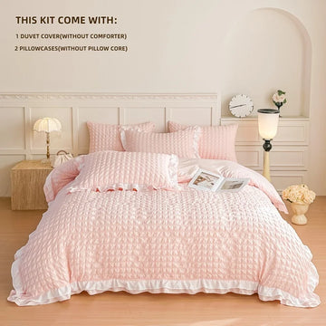 3 Piece seersucker duvet cover Set ， comfortable Bedding Set Bedspread for All Season