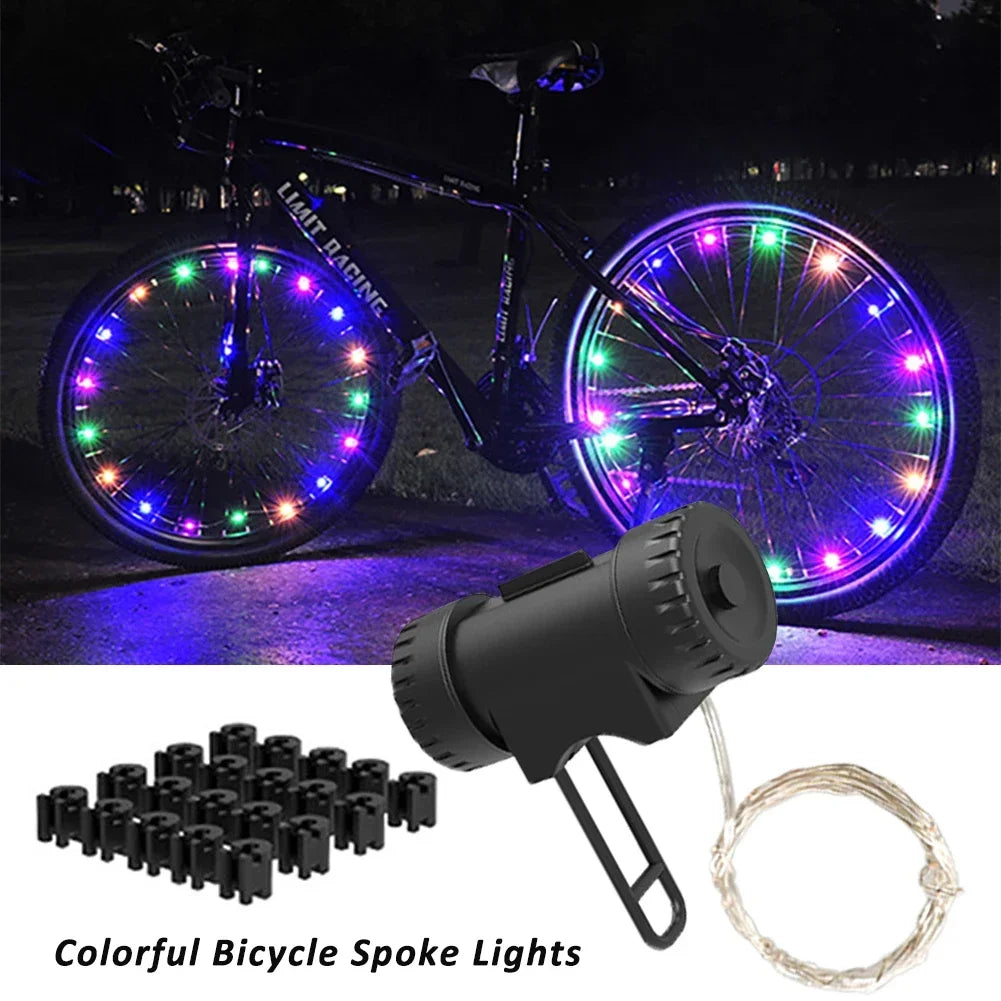 NEW Colorful Rainproof LED Bicycle Wheel Lights Front and Rear Spoke Lights Cycling Decoration Tire Strip Light Accessories