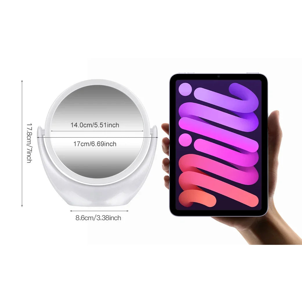 Double-sided 1x/5x Magnifying Makeup Vanity Mirror without light Free Standing 360 ° Rotation Travel Portable Cosmetic Compact