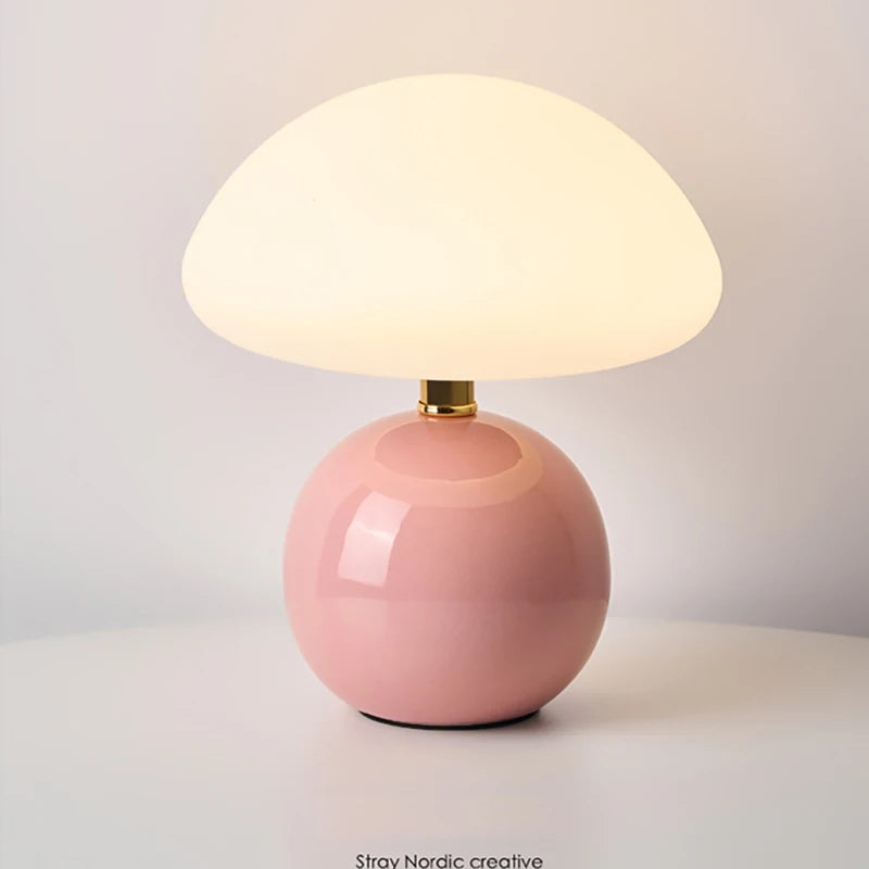 Ceramic Mushroom Table lamp  Nordic Cream Style Bedroom Bedside  Living Room And Dining room Table Lamp Atmosphere Table Lamp