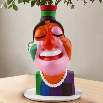 Creative Smile Face Abstract Colorful Resin Vase Desktop Balcony Living Room Home Decoration Resin Flower Vase Festival Gifts