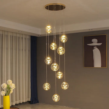 Modern Crystal Stair Chandelier LED Lighting Bedroom Living Room Home Decoration Duplex Loft Chandelier Kitchen Lamp