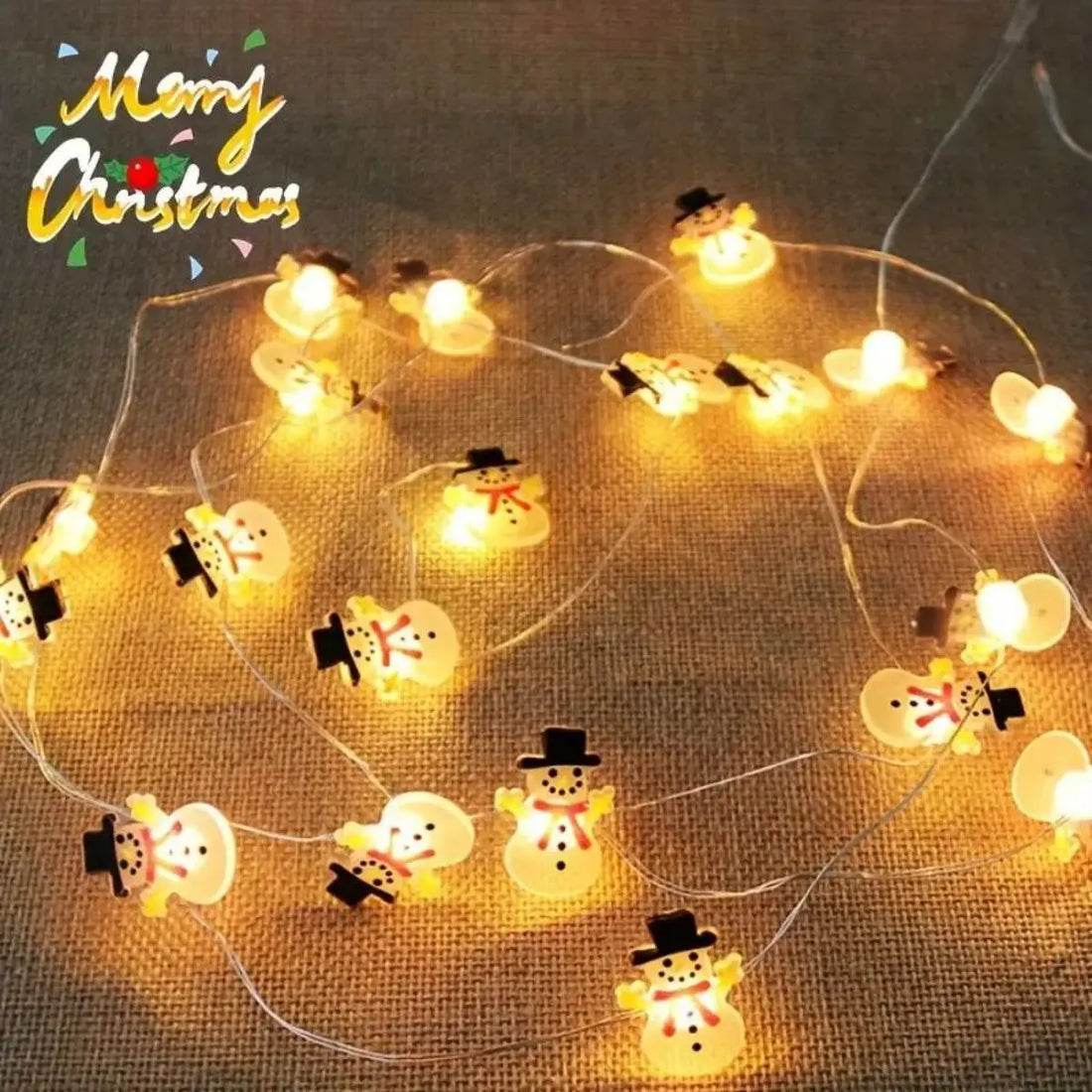 1PC20LED Copper wire light string snowman Christmas tree Santa Claus crutch snowflake bell shaped Christmas decoration lights