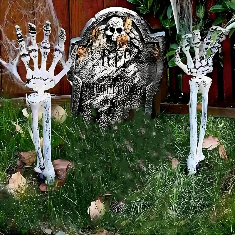 1-6PCS Halloween Decoration Skeleton Hand Bone Yard Insert Ghost Arm Prop for Haunted House Outdoor Party Horror Scene Decor