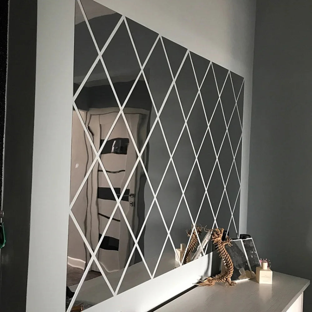 58/116Pcs 3D Mirror Wall Sticker DIY Diamond Triangles Acrylic Wall Stickers Self Adhesive Wall Decal for Living Room Home Decor