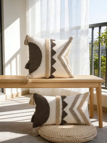 1pc Geometric Pattern Velvet Embroidered Pillowcase Daily Fashion Home Decor Durable Decorative Cushion Cover