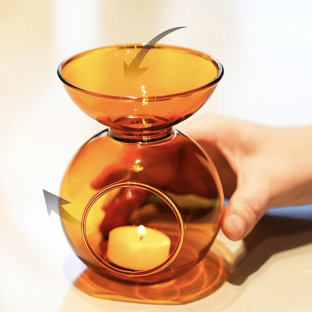 Amber Glass Aromatherapy Candle Holder Home Double-Layer Incense Burner Yoga Relaxation Aid Home Decor for Fragrance& Meditation
