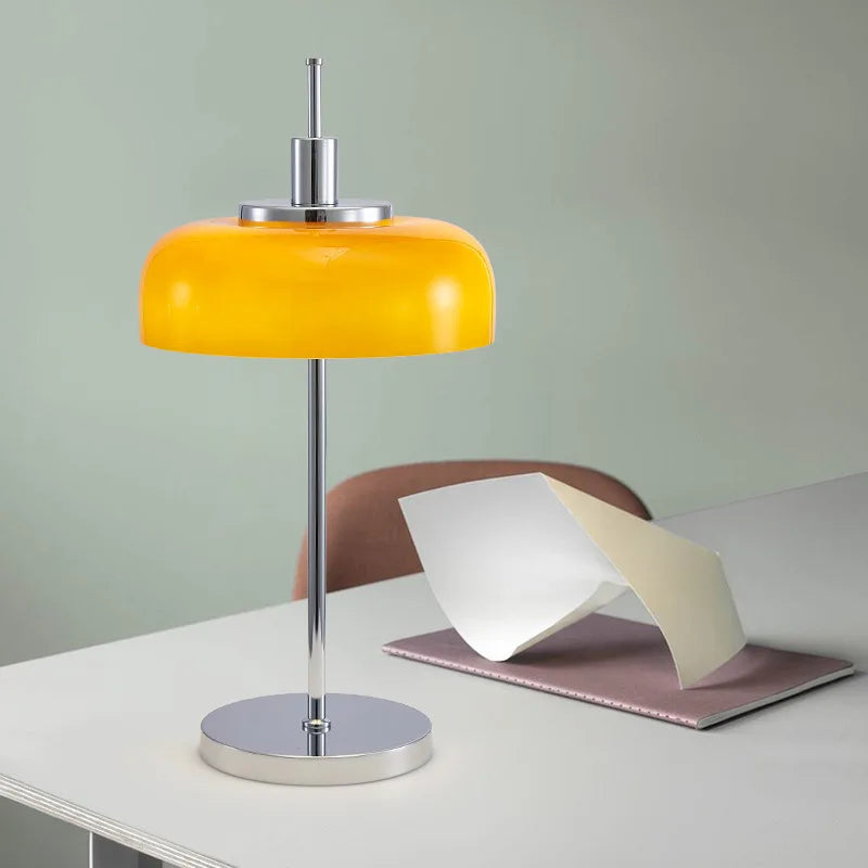 Vintage Bauhaus Orange Mushroom Glass Table Lamps Living Room Bedroom Bedside Study Office Atmosphere Decoration LED Desk Lights