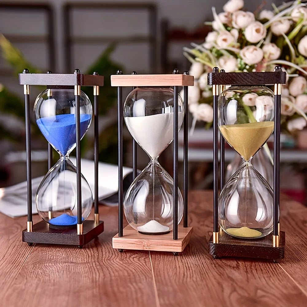 Large Decorative Wooden Hourglass Timer-30 Minute Sand Glass with Elegant Table Decor- Perfect  Holiday Party Birthday Gift Idea