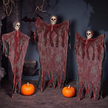 1-10PCS Halloween Hanging Decoration Grim Reaper Ghost Skull Skeleton Prop for Haunted House Garden Bar Scary Party Decor Use