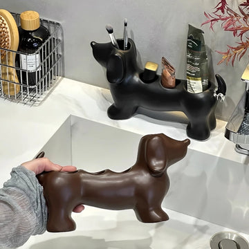 Dachshund Ceramic Electric Toothbrush Holder Storage Rack Bathroom Sink Washstand Toothpaste Toothbrush Base Bathroom Decoration