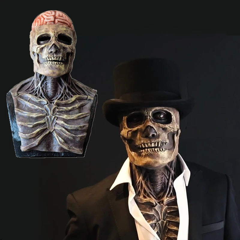 Halloween Scary Skull Mask Halloween Party Carnival Cosplay Prop Novelty Realistic Skull Latex Mask Evil Red Skull Headgear