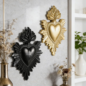 1PC, made of resin, flame-shaped heart-shaped decorative handcrafted item for hanging, suitable for home wall decoration