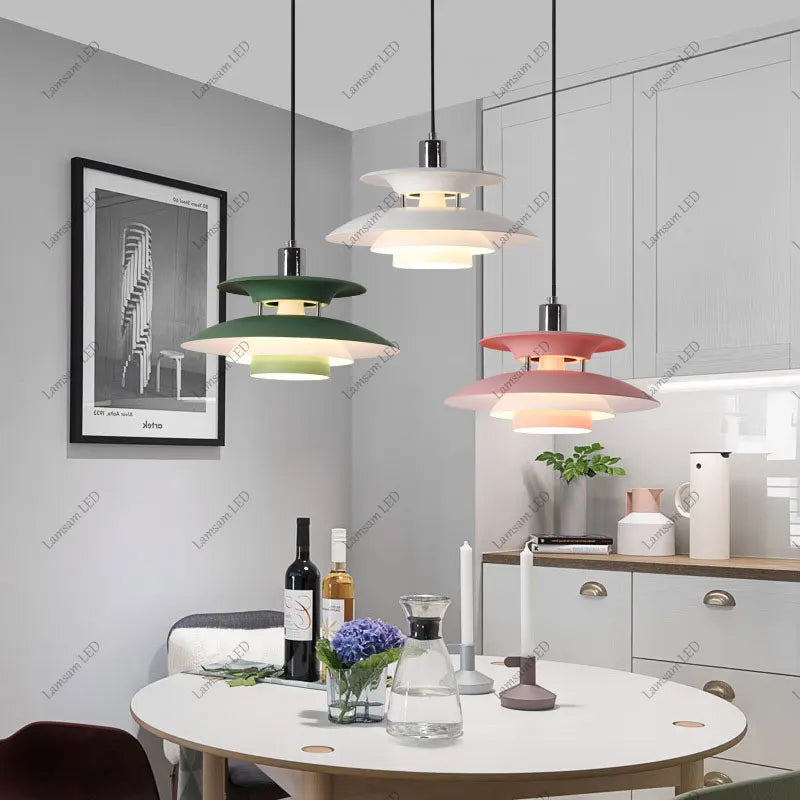Danish Pendant Lamp UFO Ceiling Light Suspension Lightings E27 AC Powered 85-265V for Bedroom Dining Room Corridor Bar Balcony