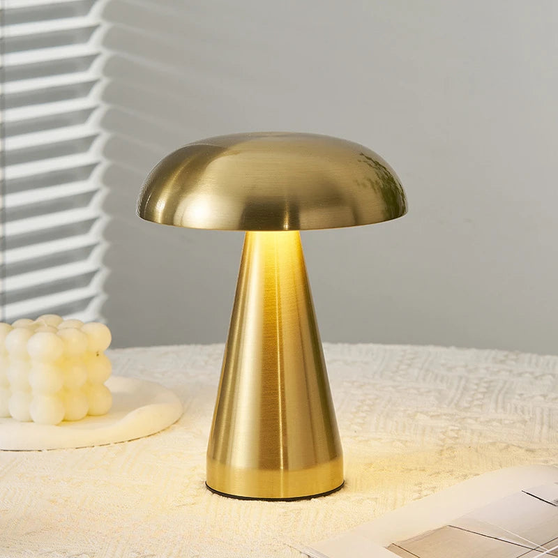 Golden Mushroom Table Lamp Creative Living Room Bedroom Bedside Atmosphere Lighting Children's Study Room Warm Lighting