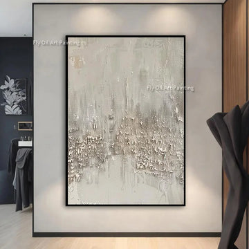 Original Wall Art Decor Gray Thick Canvas Painting Simple Handmade Large Abstract Grey Oil Painting For Living Room Decor