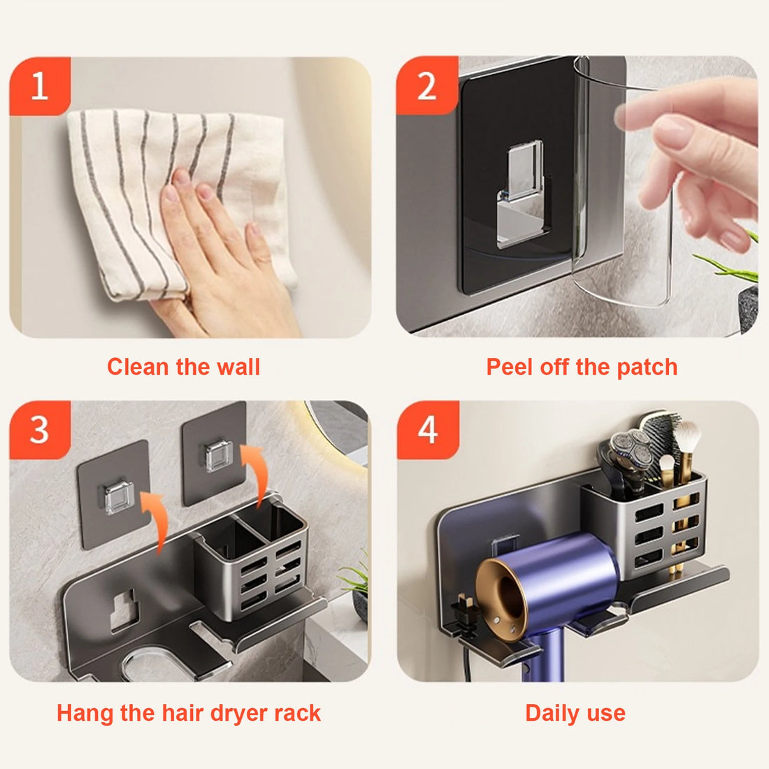 Hair Dryer Holder Wall Dryer Cradle Straightener Stand Hairdryer Organizer Box Toilet Blower Holder Shelf Bathroom Accessories