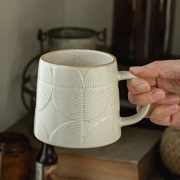 Creative Ceramic Coffee Cup Sculpture Sesame Glazed Cup Spoon with Lid Mug Household Water Cup Fathers Day Gifts