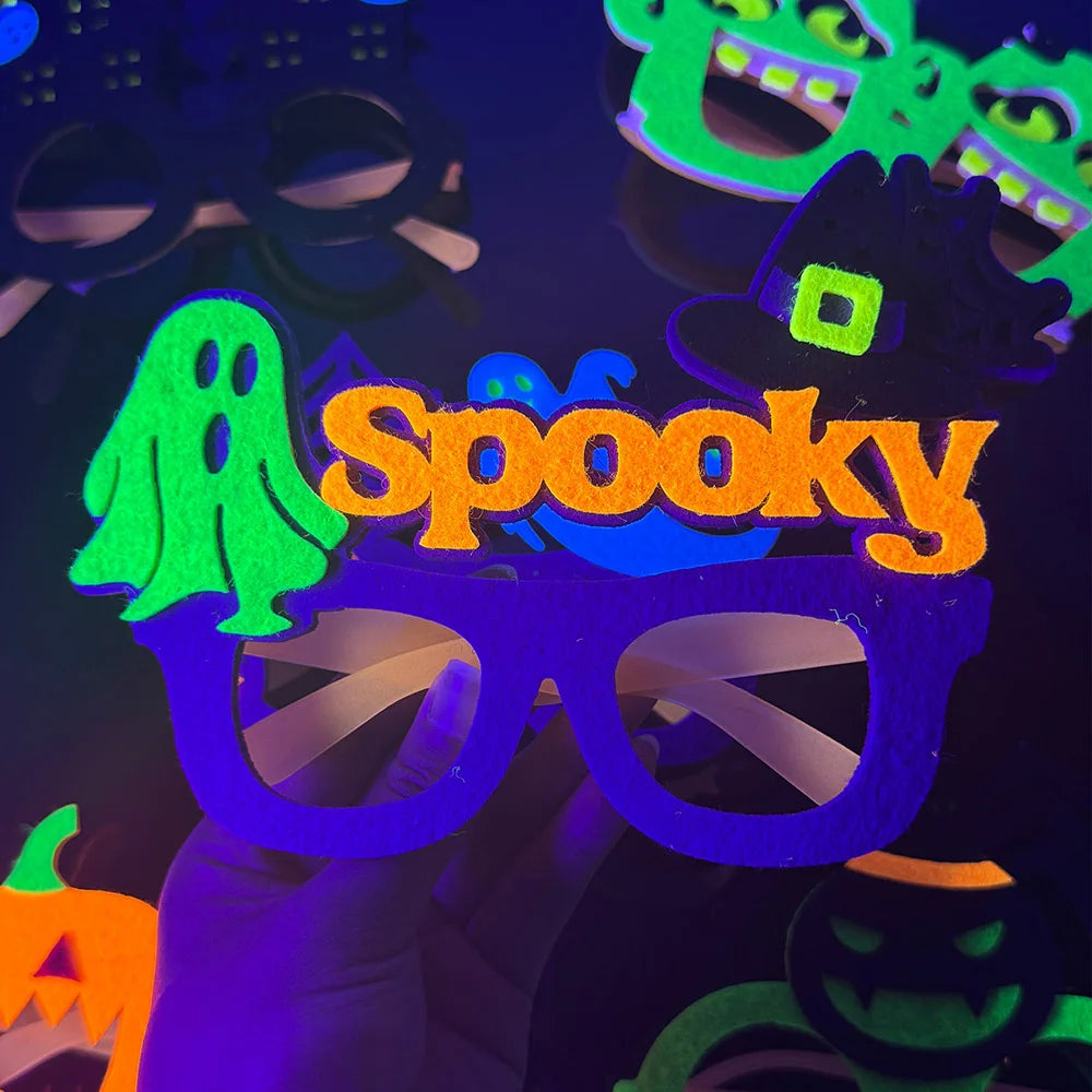 Halloween Neon Eyeglasses Novelty Toy Glasses Cosplay Halloween Party Favor for Kid Glasses Pumpkin Spider Web Ghost Bat Eyewear