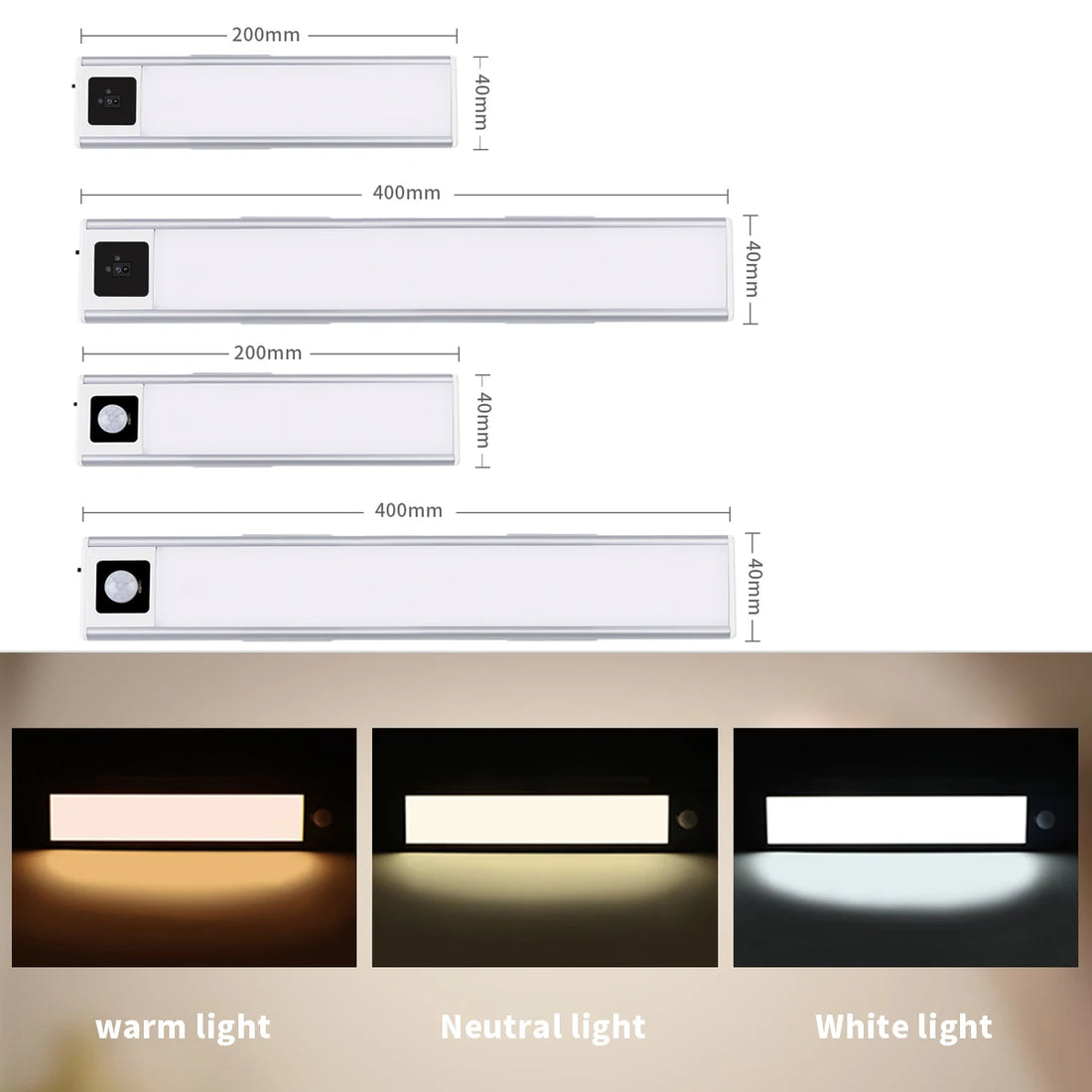 USB Rechargeable Bar Light Hand Sweep Sensor/PIR Motion Induction Kitchen Stair Hallway Night Lighting 20cm/40cm Magnetic Mount