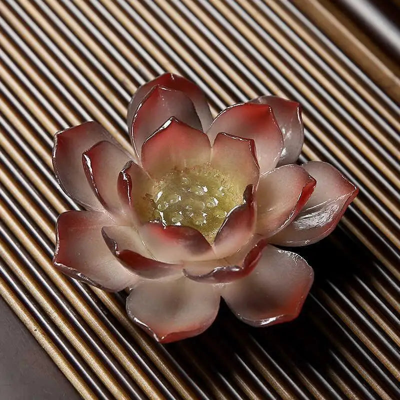 Lucky Lotus Color Changing Tea Pet Feng Shui Art Ornament Traditional Tea Ceremony Decor  Sculpture Modern Art Home Office Gift