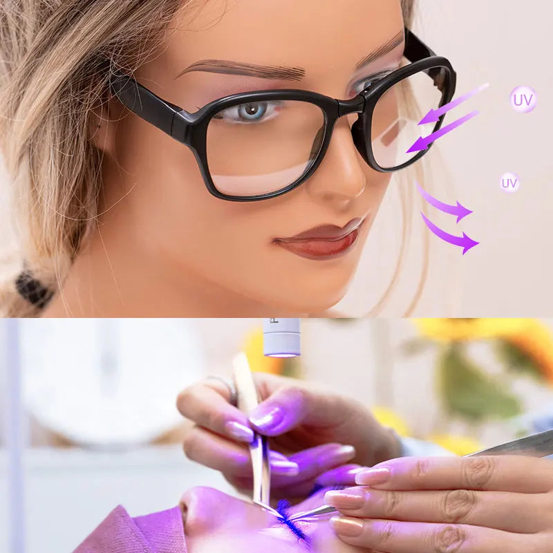 UV Protective Glasses For False Lash Eyelash Extension Eye Protector Portable Foldable Anti Blue Light Blocking Radiation Очки