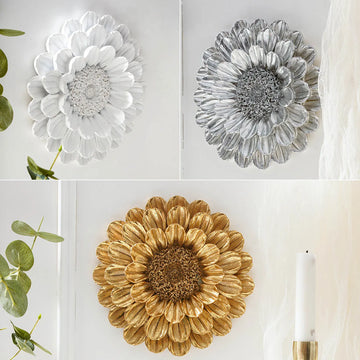 1PC, three-dimensional dahlia flower shape decoration resin wall hanging, suitable for family hotel restaurant decoration
