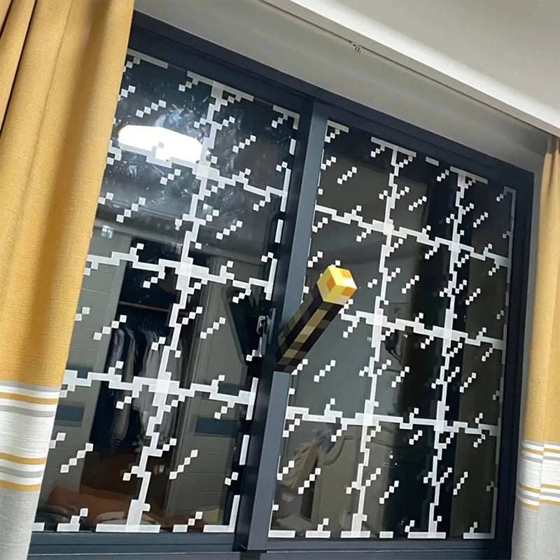 Pixel Style Glass Window Sticker Electrostatic Stickers Home Window Decoration Festival Dress Up Diy Gift 1/4/8/10/12/20/30pcs