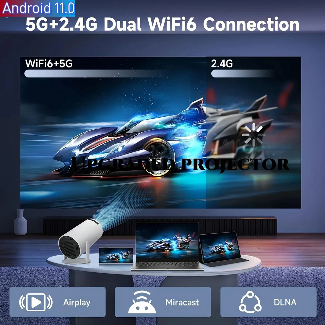 2025 Upgraded HY300PRO Mini Projector with WiFi& BT, Portable Projector 1080P/4K Support, Auto Keystone, Smart Android Proyector