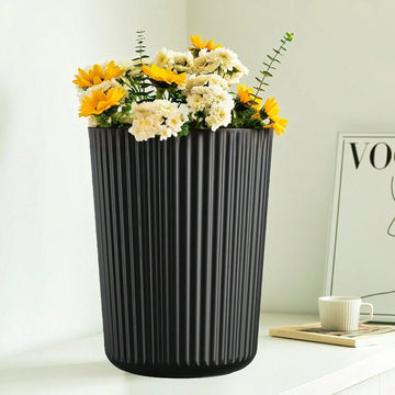 Striped Circular Plastic Flower Pot, Simple Design Planter Suitable For Indoor/Outdoor Decoration Of Home Garden, Patio,Office