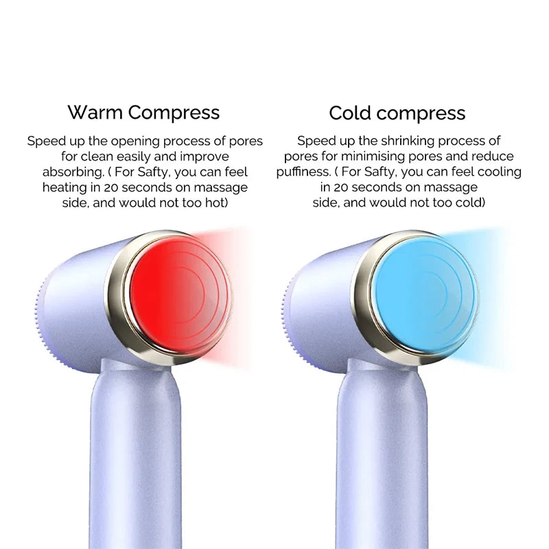 Rechargeable Multifunction Exfoliator Scrubber Facial Massager Cold And Hot Compress Electric Facial Spin Cleansing Brush Set