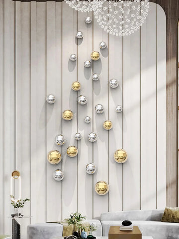 Imitation Stainless Steel Decorative Ball Art Sphere Living Room Wall Decoration Home Accessories  Hotel Restaurant Wall Hanging