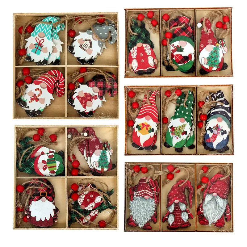 Christmas Gnomes Wooden Pendants Merry Christmas Decorations For Home 2025 Xmas Tree Christmas Ornaments Navidad New Year Gift