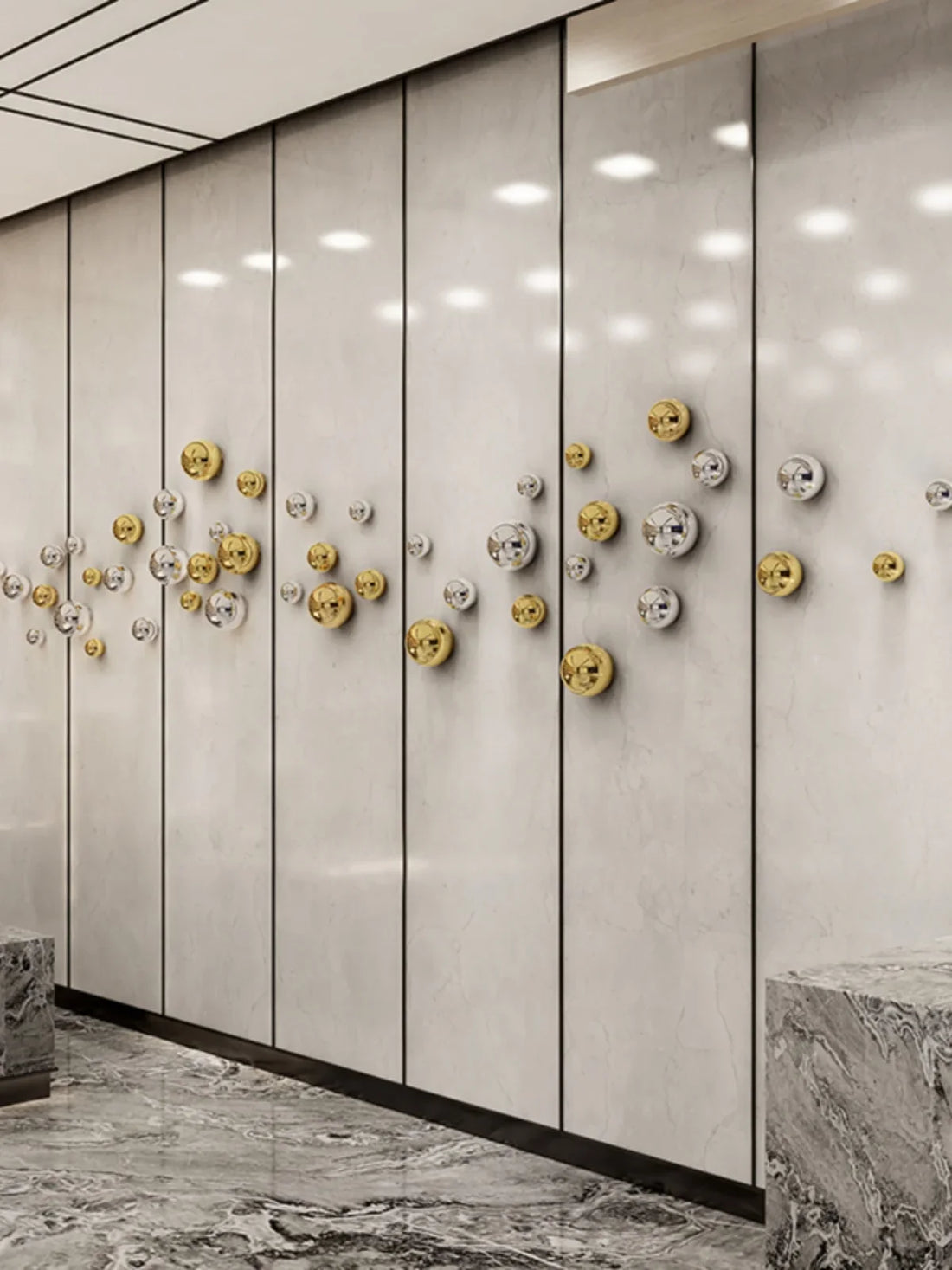 Imitation Stainless Steel Decorative Ball Art Sphere Living Room Wall Decoration Home Accessories  Hotel Restaurant Wall Hanging