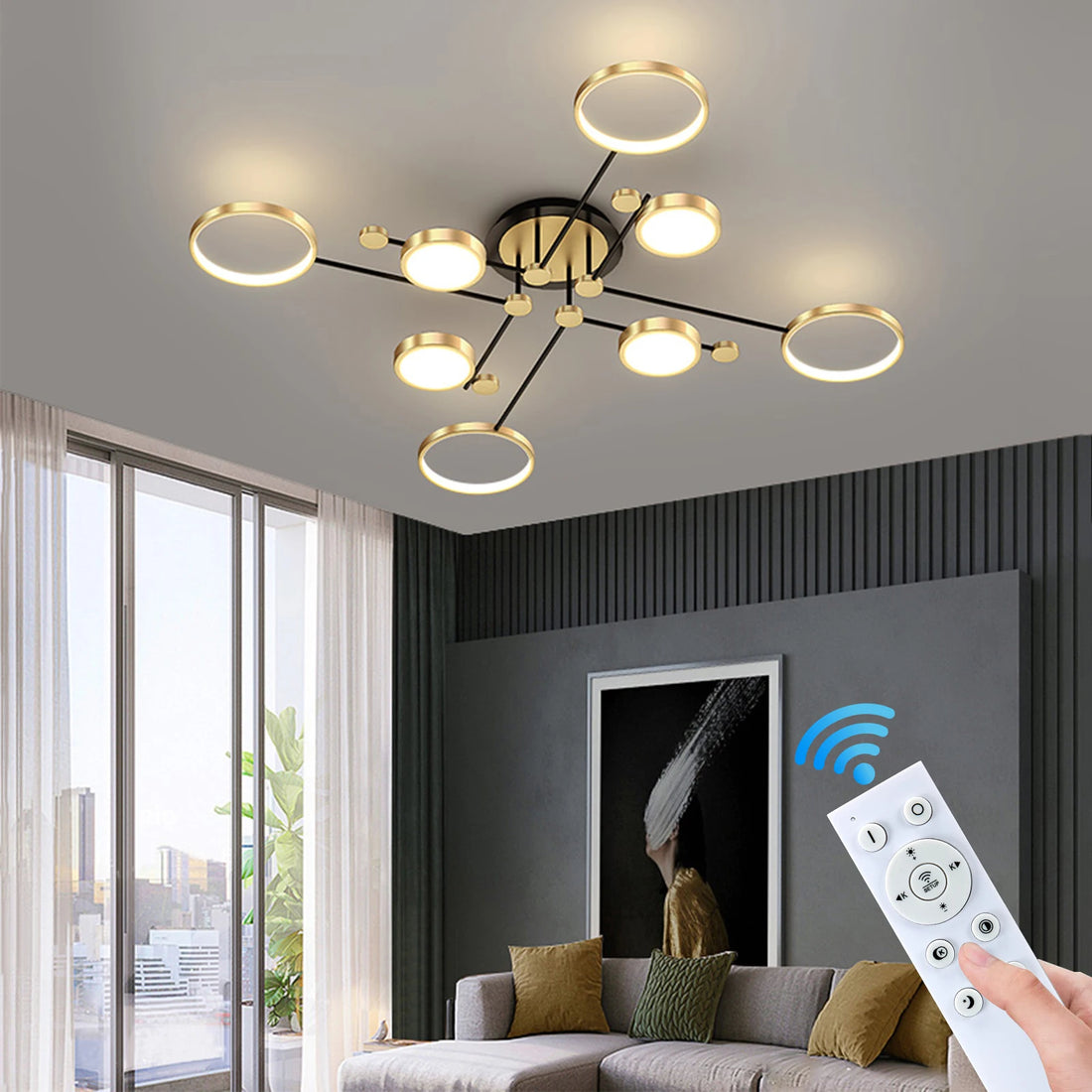 Modern Gold Ceiling pendant lamp Led Ceiling Lights For home Living Kitchen Bedroom chandelier Dimmable Ceiling lamp lustre