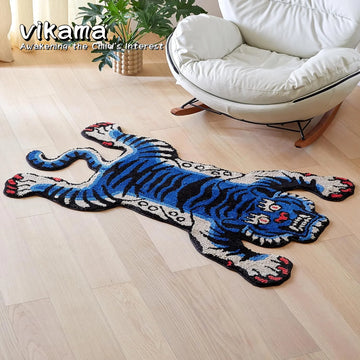VIKAMA Domineering Tiger Plush Non-slip Floor Mat Carpet Household Multi-scene Applicable Living Room Bedroom Kitchen Bedside