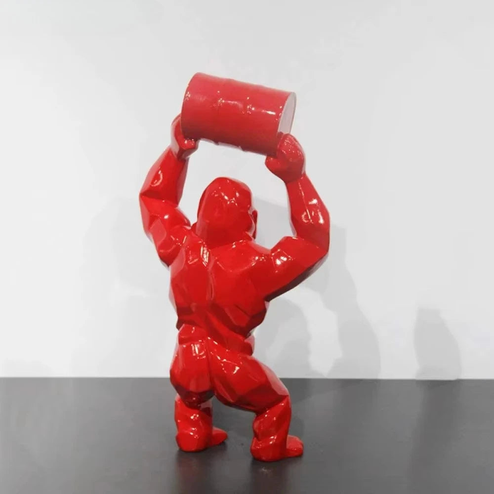 YuryFvna 20/27cm Creative Resin Sculpture Gorilla Decoration Lift The Bucket Gorilla Figurine Statue Living Room Cabinet Decor