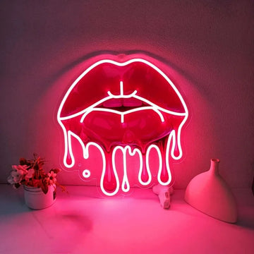 Melting Lips UV Printed Neon Sign LED Sexy Neon Lights for Wall Decor Perfect Gifts for Birthdays Valentine's Day Bedroom Decor