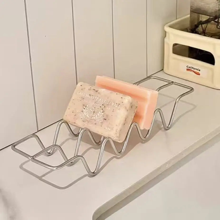 Stainless Steel INS Style Soap Rack Shelf Home Kitchen Bathroom Draining Countertop Basin Soap Holder Bathroom Accessories Tools