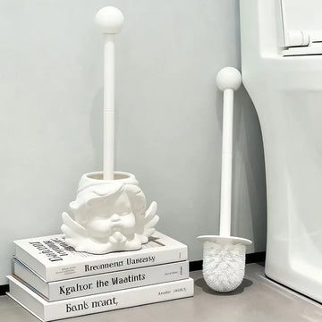 Creative Angel Toilet Brush Minimalist Cute White Bathroom Cleaning Tool with Holder Toilet Bowl Brush Bathroom Accessories Gift
