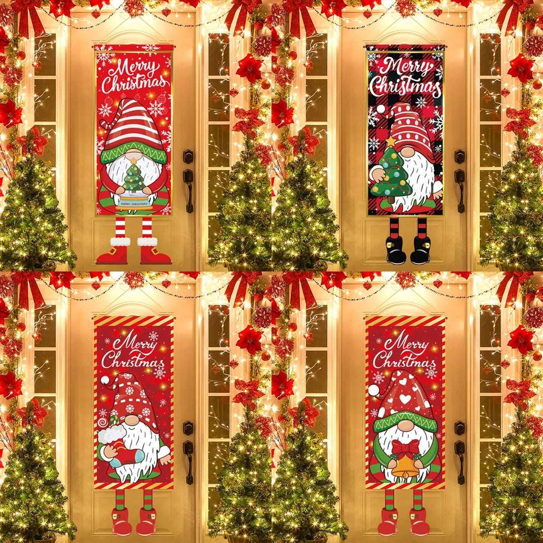 Christmas Red Hanging Flag Merry Christmas Decoration for Home 2024 Xmas Party Decor Ornaments Navidad Natal New Year Gifts 2025