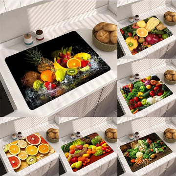 Absorbent Drain Pad Kitchen Mats Dish Drying Mat Anti-slip Tableware Placemat Coffee Rug Kitchen Supplies Retro Home Decoration