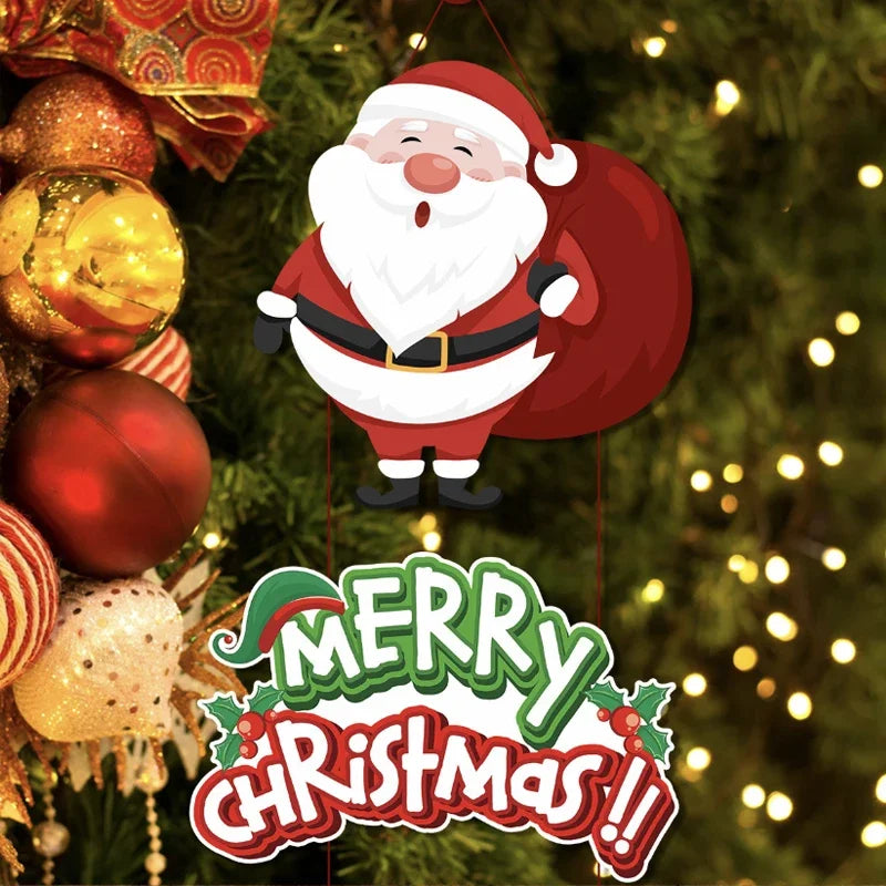 2026 Merry Christmas Hanging Door Banner Santa Claus Snowman Couplet Christmas Decorations， Fashion christmas ornaments