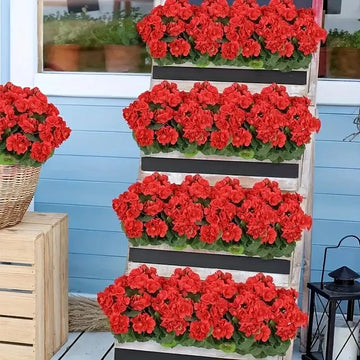1/3/5 Pieces of Uv-Resistant Geranium - Bright Red Artificial Flowers with Green Leaves, Suitable for Indoor and Outdoor Decoration, Perfect for Pairing with Gardens, Courtyards, and Special Occasions Like Weddings, and Adapt