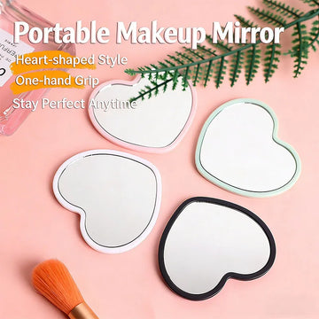 Small Portable Heart Shape Mirrors,Portable And Easy To Use, High-Definition Mini Makeup Mirror For Student Dormitories